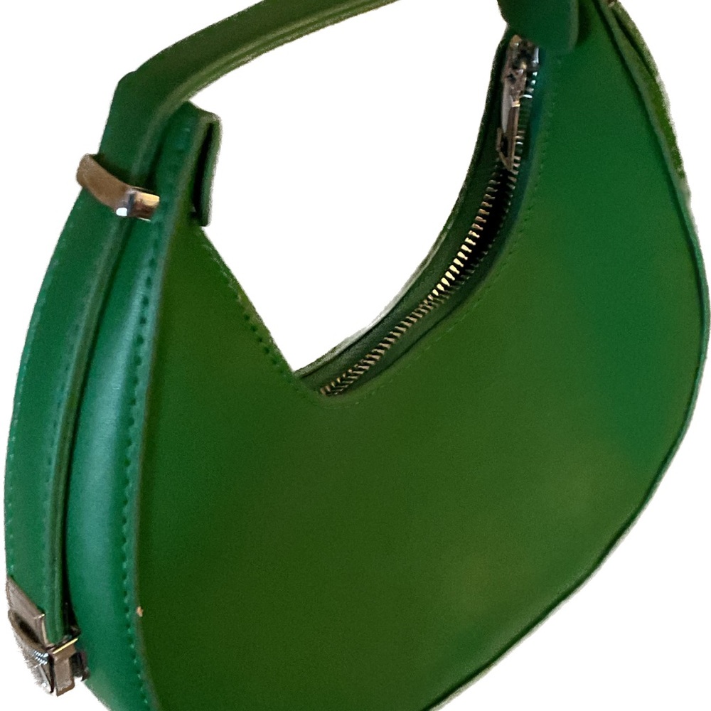 SHEIN Green Crescent Shoulder Bag with Glossy Finish